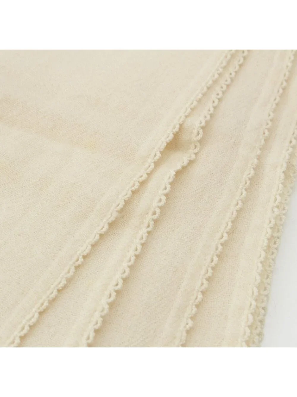 Chanel Cashmere Pearl CC Logo Large Scarf Shawl White